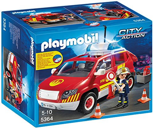 Playmobil Bomberos - Coche jefe con luces y sonidos, playset...